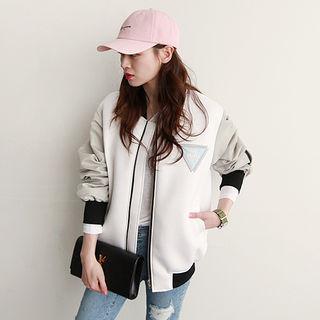 Contrast-trim Neoprene Bomber Jacket
