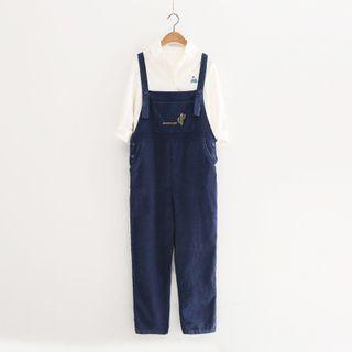 Embroidered Corduroy Jumper Pants