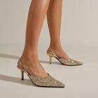 High Heel Sequined Slingback Sandals