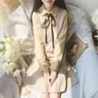 Mock Two Piece Long-sleeve A-line Knit Dress