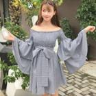 Gingham Bell Long-sleeve Dress