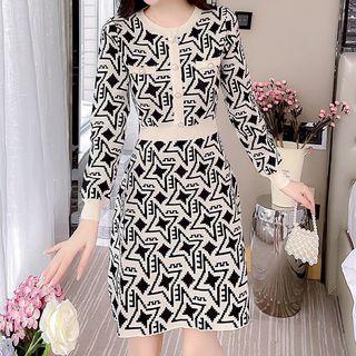 Star Print Knit Dress Almond - One Size
