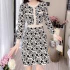 Star Print Knit Dress Almond - One Size