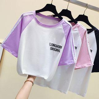 Short-sleeve Raglan Letter T-shirt