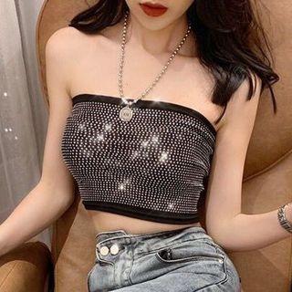 Rhinestone Cropped Tube Top
