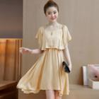 Short Sleeve Off-shoulder Double Layered Dress