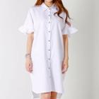 Frilled Short-sleeve H-line Shirtdress