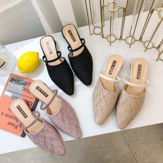 Faux Suede Pointed Low Heel Mules