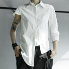 Asymmetric Short-sleeve Cropped Shirt