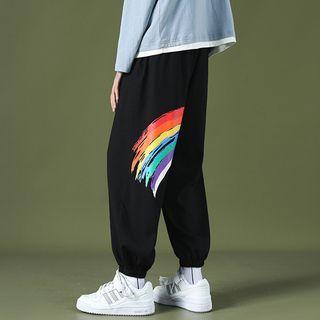 Rainbow Print Wide Leg Jogger Pants