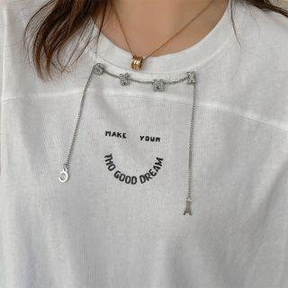 Long-sleeve Lettering Print Chained T-shirt