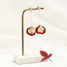 Rhinestone Alloy Petal Dangle Earring 1 Pair - S925 Silver Earrings - Red & Gold - One Size