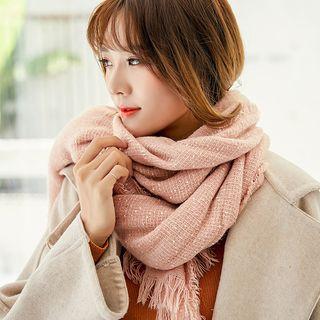 Glitter Fringed Knit Scarf