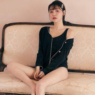 Set: Plain Swimsuit + Jacket