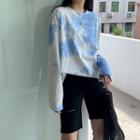 Long-sleeve Tie Dye T-shirt White - One Size