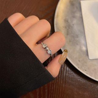 Mahjong Alloy Open Ring 1 Pair - Silver - One Size