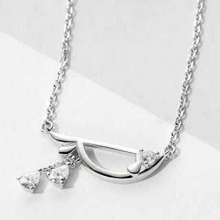 925 Sterling Silver Rhinestone Fish Pendant Necklace As Shown In Figure - One Size