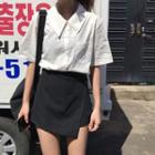 Elbow-sleeve Shirt / Mini Asymmetric Skirt