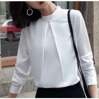 Plain Blouse / Cropped Straight-fit Pants / Set
