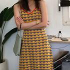 Spaghetti-strap Patterned Knit Dress