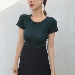 Ruffled Trim Crop T-shirt