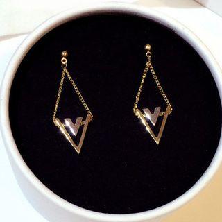 Lettering Drop Earring Letter V - Gold - One Size