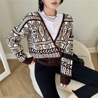 Printed Cardigan Khaki - One Size