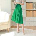 Band-waist Linen Blend A-line Skirt