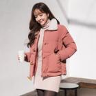Fleece Collared Toggle-button Padded Jacket