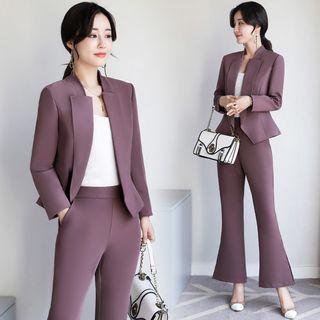Set: Open Front Blazer + Boot Cut Dress Pants