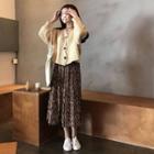 Cable Knit Cardigan / Floral Skirt