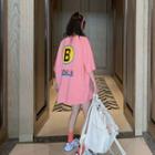Short-sleeve Lettering Loose-fit T-shirt Pink - One Size