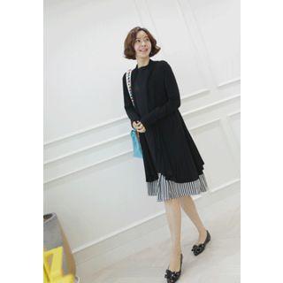 Open-front Flared Long Cardigan