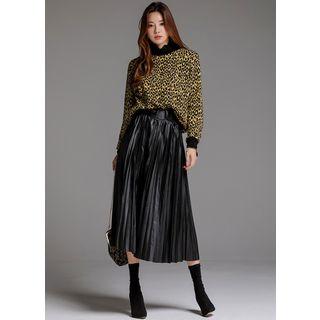 Drop-shoulder Leopard Sweater Yellow - One Size