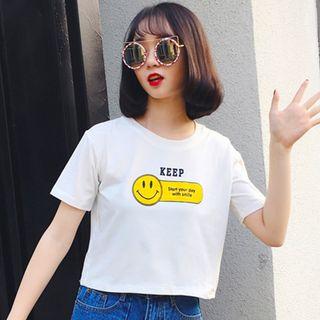 Printed Short-sleeve Crop T-shirt