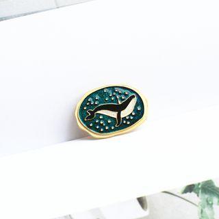 Whale Alloy Brooch Green & Black - One Size