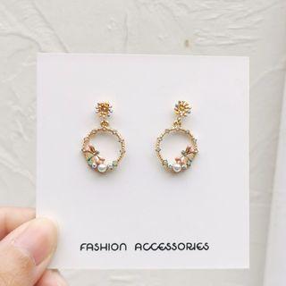 Faux Pearl Dragonfly Drop Earring