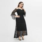 Plus-size Cold-shoulder Lace Maxi A-line Dress
