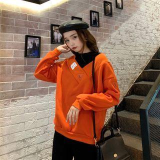 Round Neck Mock Two-piece Loose-fit Top
