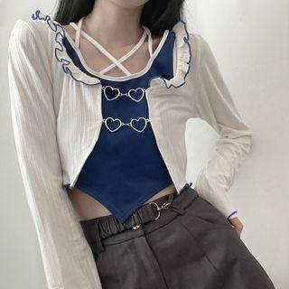 Crop Tank Top / Cardigan / Shorts