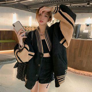 Two-tone Baseball Jacket Two Tone - Black & Khaki - One Size