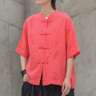 Plain Knot-button Shirt