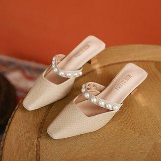 Faux Pearl High-heel Mules