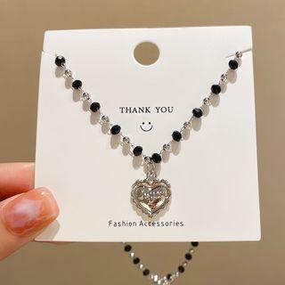 Heart Necklace X798 - Black - One Size