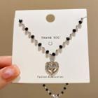 Heart Necklace X798 - Black - One Size