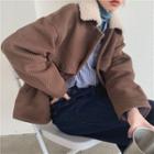 Fleece Collar Button-up Coat