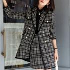 Set: Double Breasted Plaid Jacket + Mini Fitted Skirt