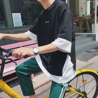 Elbow-sleeve Layered T-shirt