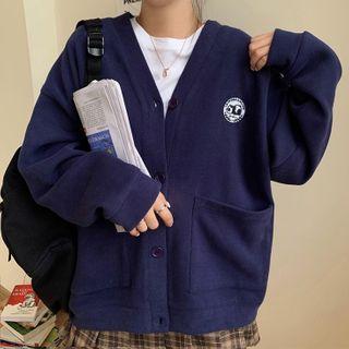 Embroidered Logo Cardigan