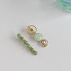 Set Of 2: Faux Gemstone Hair Clip (various Designs) Set Of 2 - Green - One Size
